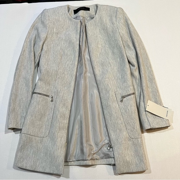 Zara Gray Herringbone Frock Coat Size Small - Picture 3 of 6